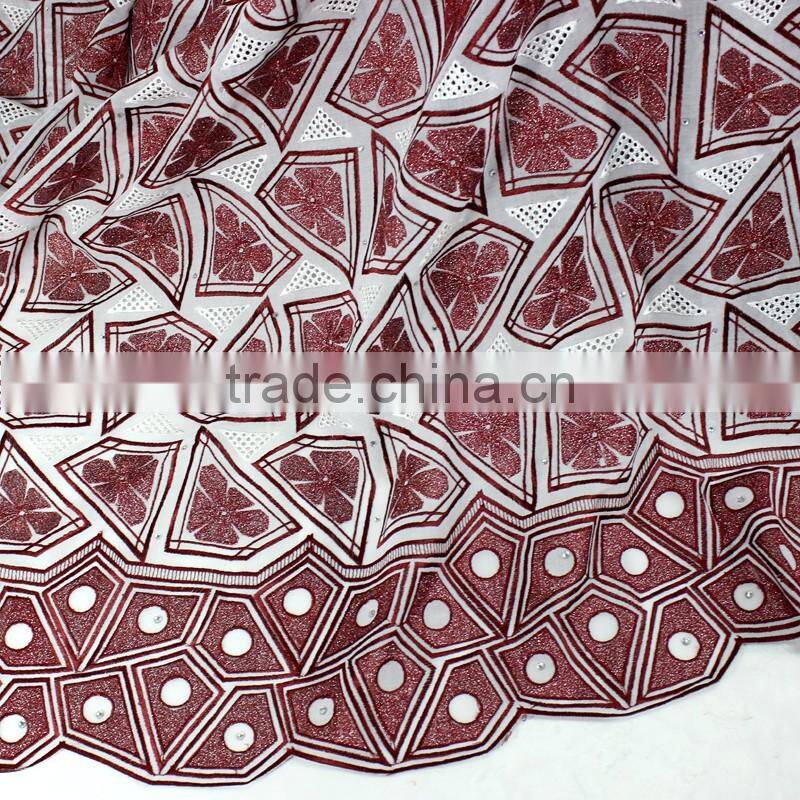 African Fashion Embroidery Lace SL03003-2 New Design Beaded Swiss Voile Lace