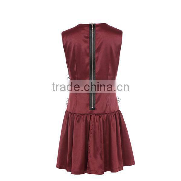 2015 Maxnegio latest A-line flower polyester spandex evening dress red short