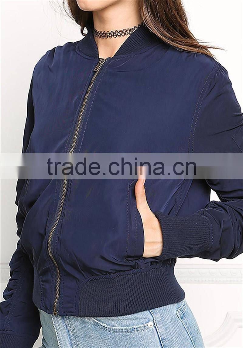 MGOO 2017 New Designs Bomber Jackets Custom Long Sleeves Zip Up Girls Fancy Jacket Winter Tops Brand