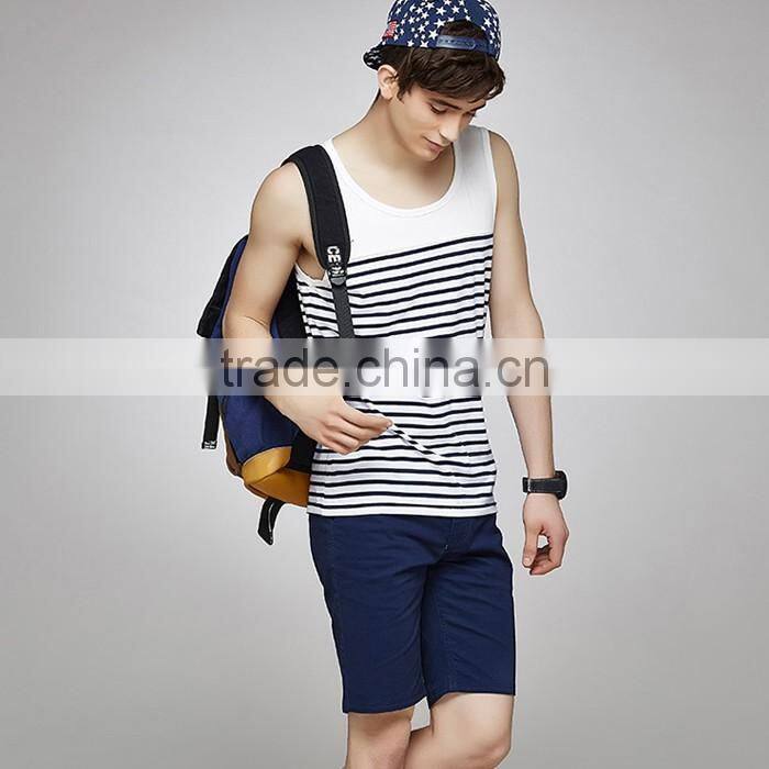 Wholesale fashion mens white stripe singlet