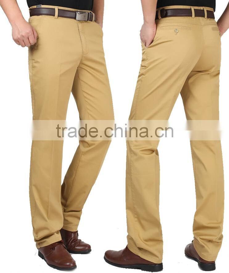 Men's Anti-wrinkle Flat-Front Slim Fit Long Chino Pant
