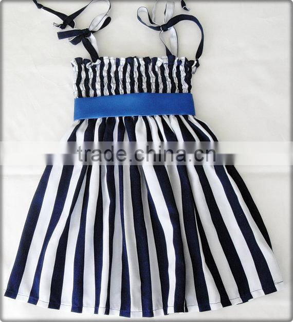Manufacturer Baby Stripe Frock Bowknot Children's Frilly Elegant Dresses