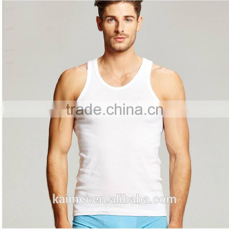 fashion cheap 100% cotton men sleeveless knitwear camisole