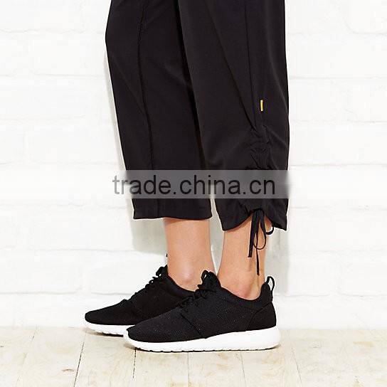 2017 Fashion Women 100% Cotton Jet Black Chino Cargo Capri Pants