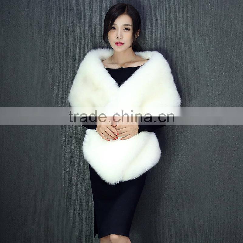 High quality 2015 New Hot Sell Winter Ladies Top Fashion Faux Fox Fur Shawl Scarf Women's Warm Wrap