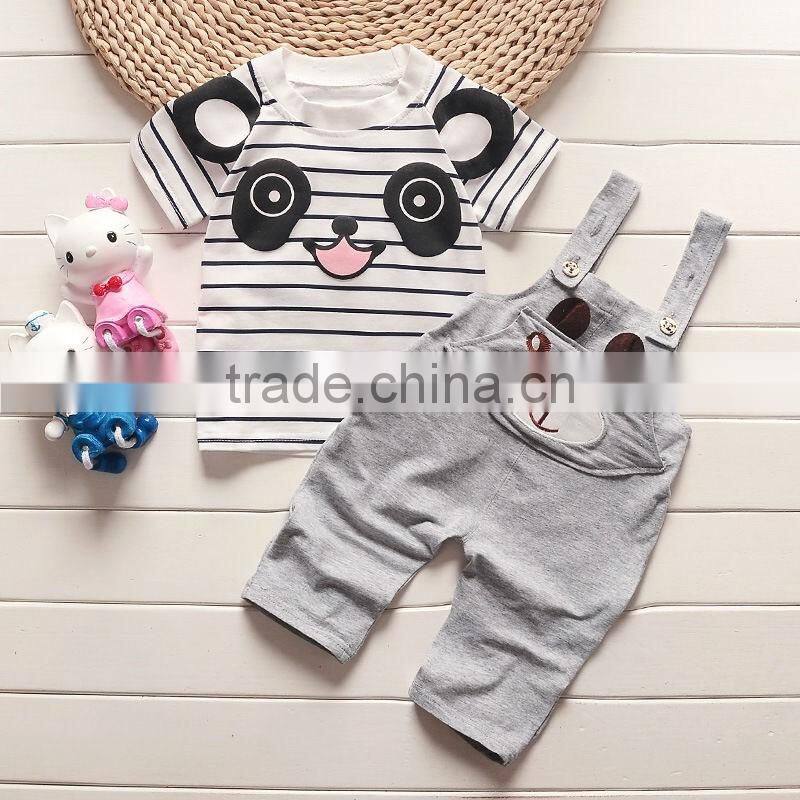 2016 New Design Cute Cartoon Bear Pattern Cotton Long Sleeve T-shirt High Qulaity Jeans Baby Boy Clothes 1st Birthday Outfits