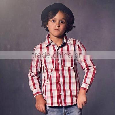 Boys Spring Long Sleeve Clothing Red And White Plaid Shirt