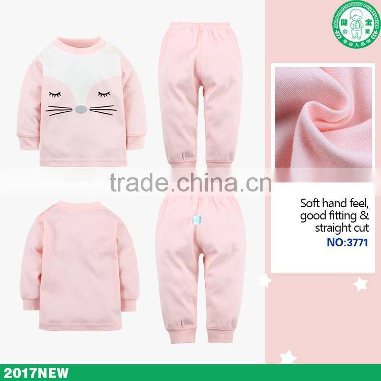 Cotton natural fiber children wear set kids pajamas