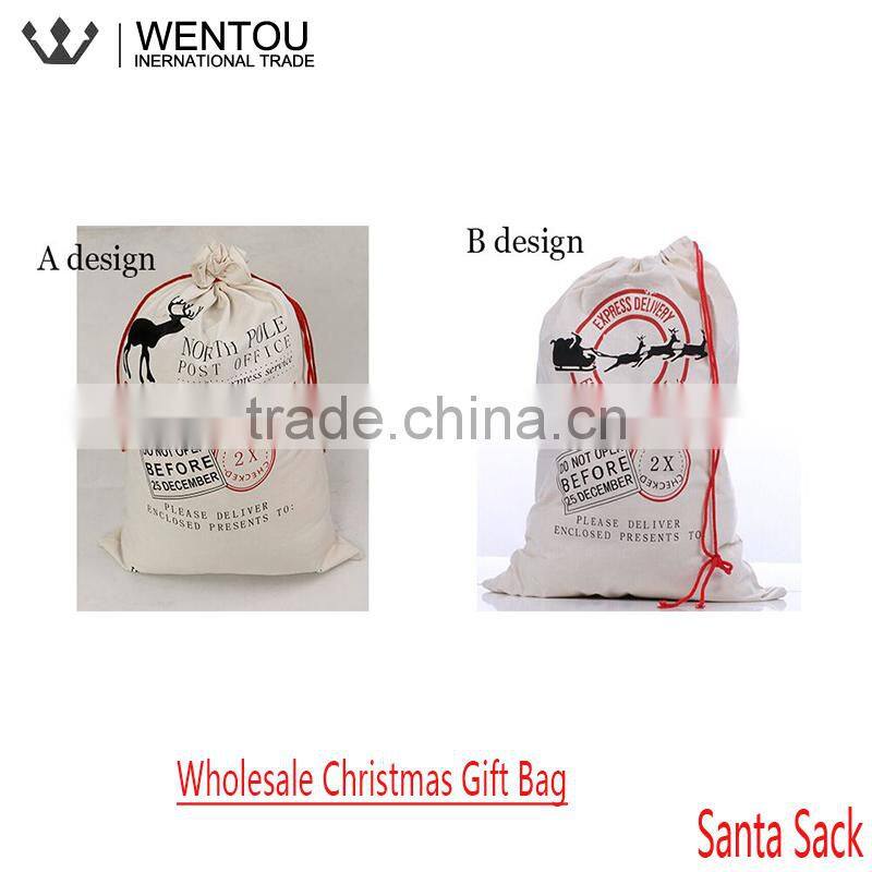 Christmas Gift Canvas Santa Sack Bag With Drawstring