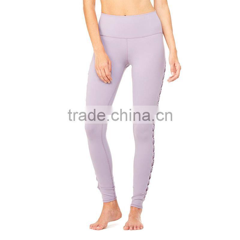 Unique side lace-up details interlace legging high waist women's yoga pants