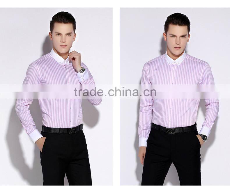 Classic fashion 100% cotton white collar & cuff long sleeve shirt dress men