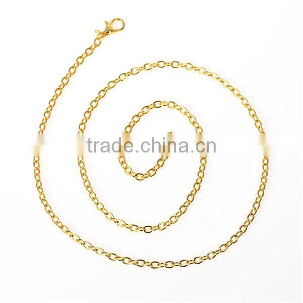 2016 Gold Plated Link Cable Chain With Lobster Claw Clasp Iron Based Alloy Jewelry Chain Necklace