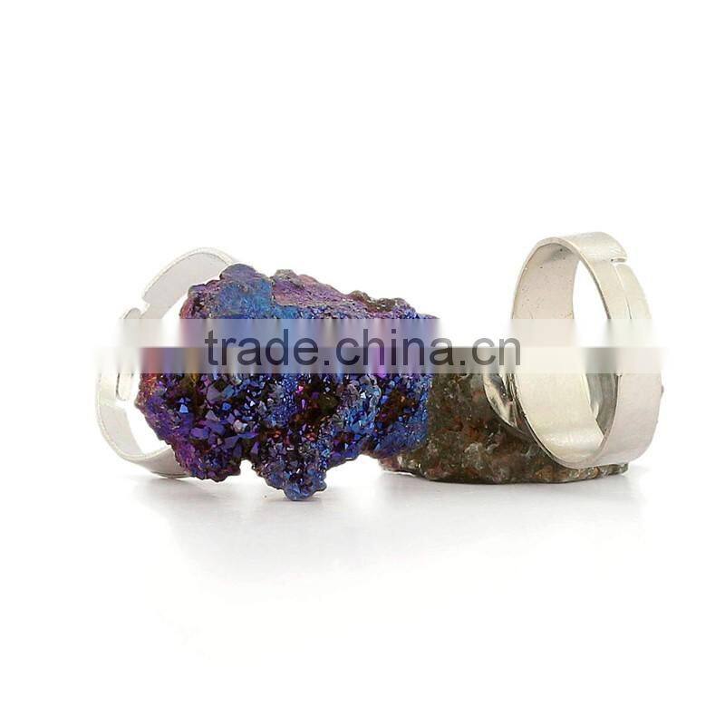 Raw Crystal Natural Stone Irregular Pendant Ring