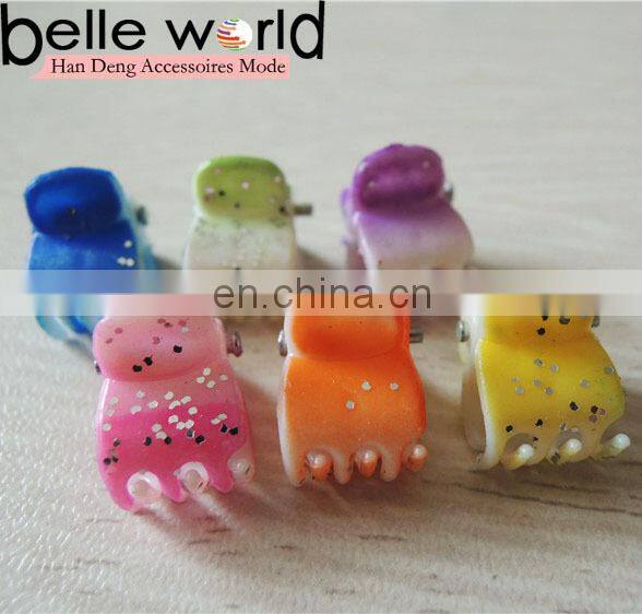 Flower Colors Small Mini Plastic shining powdeHair Claw Clips For Girls Big Brand shining powd er Cellulose Clamp Jewelry
