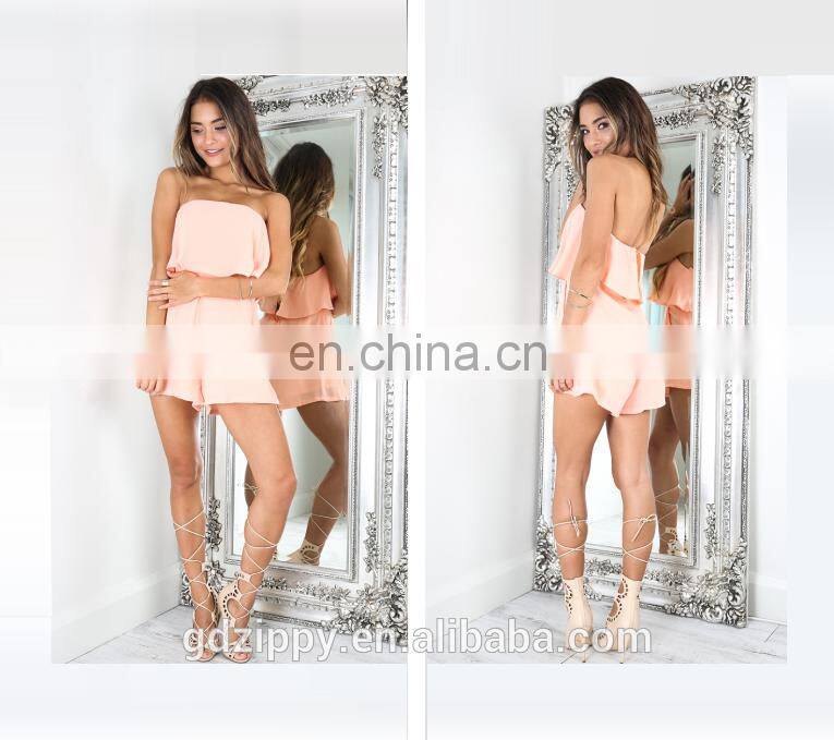 Wholesale New Arrival Woman Sleeveless Rayon Fabric Summer Fashion Playsuits 2017