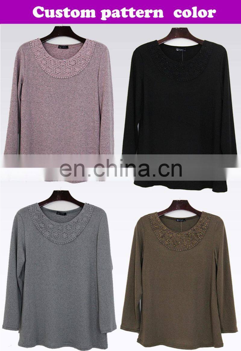 Wholesale women winter clothing knit tops net blouse for fat mama