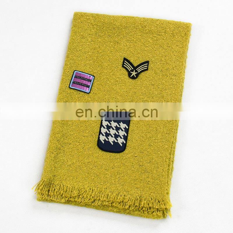 Young lady's scarf winter 100%acrylic shawl warm yellow