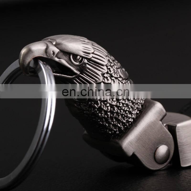 Luxurious Goshawk Head Leather Keychain, Custom Logo Leather Keychain