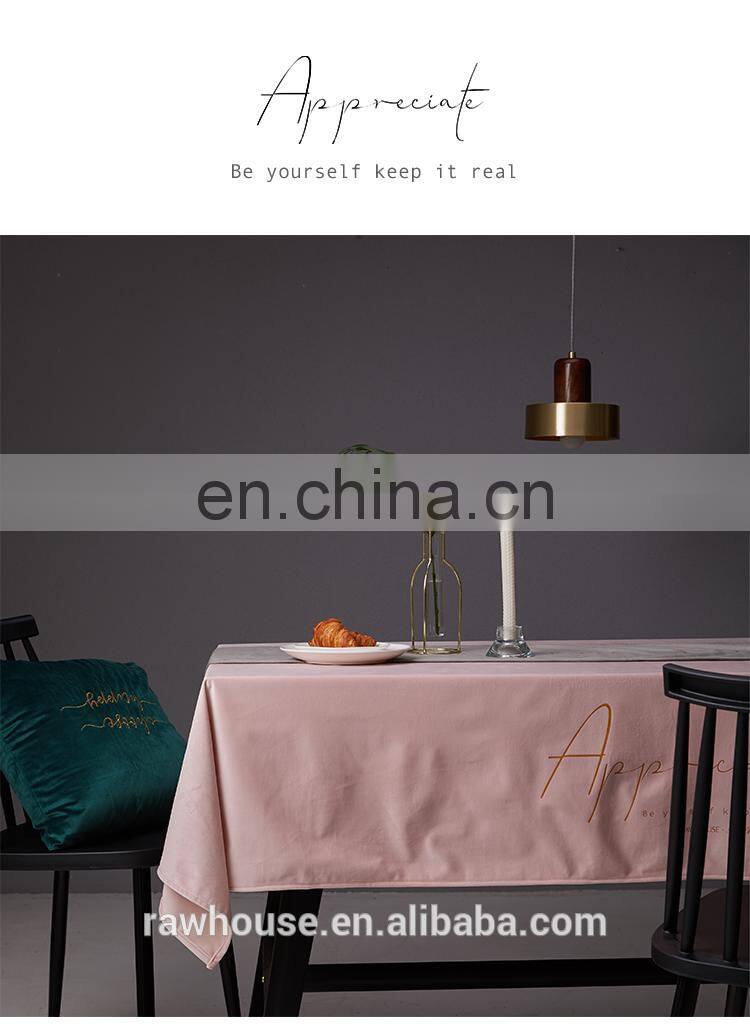 RAWHOUSE brozing words velvet table cover polyester table cloth