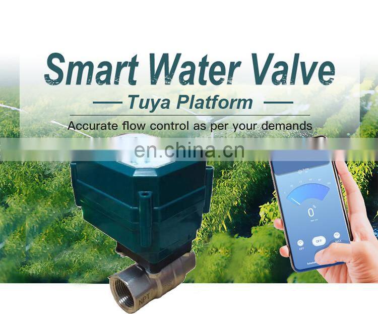 ball valve wifi automatic smart valve stainless steel brass BSP NPT motorized flow control intelligent wifi water shutoff valve