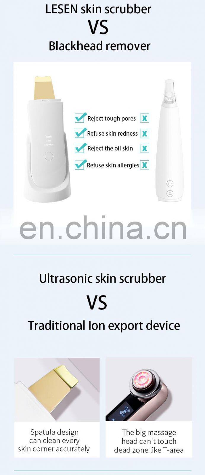 Trending Products 2019 New Arrivals Ultrasonic Pore Face Cleaner Spatula For Skin Care