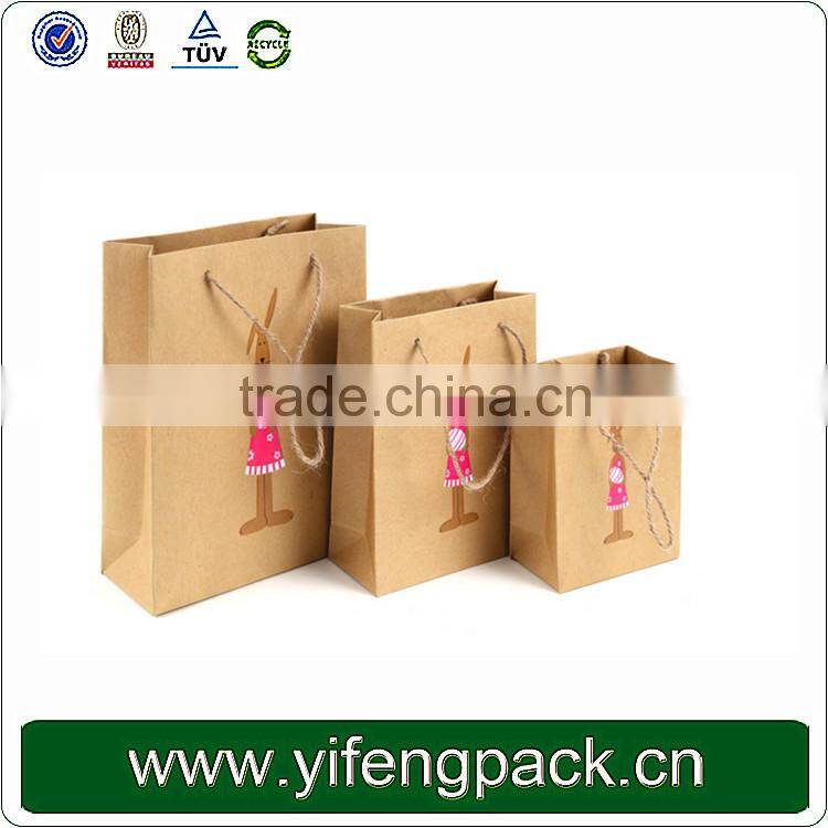 Customized fancy design cheap brown kraft paper shopping bag