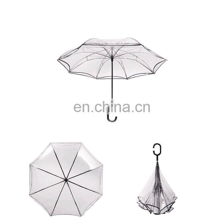 Creative Transparent Reversible Rain Umbrella with Logo Prints
