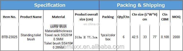 Elegant Modern Chrome Polish Toilet Brush paper towel rack stainless steel standing toilet paper holder