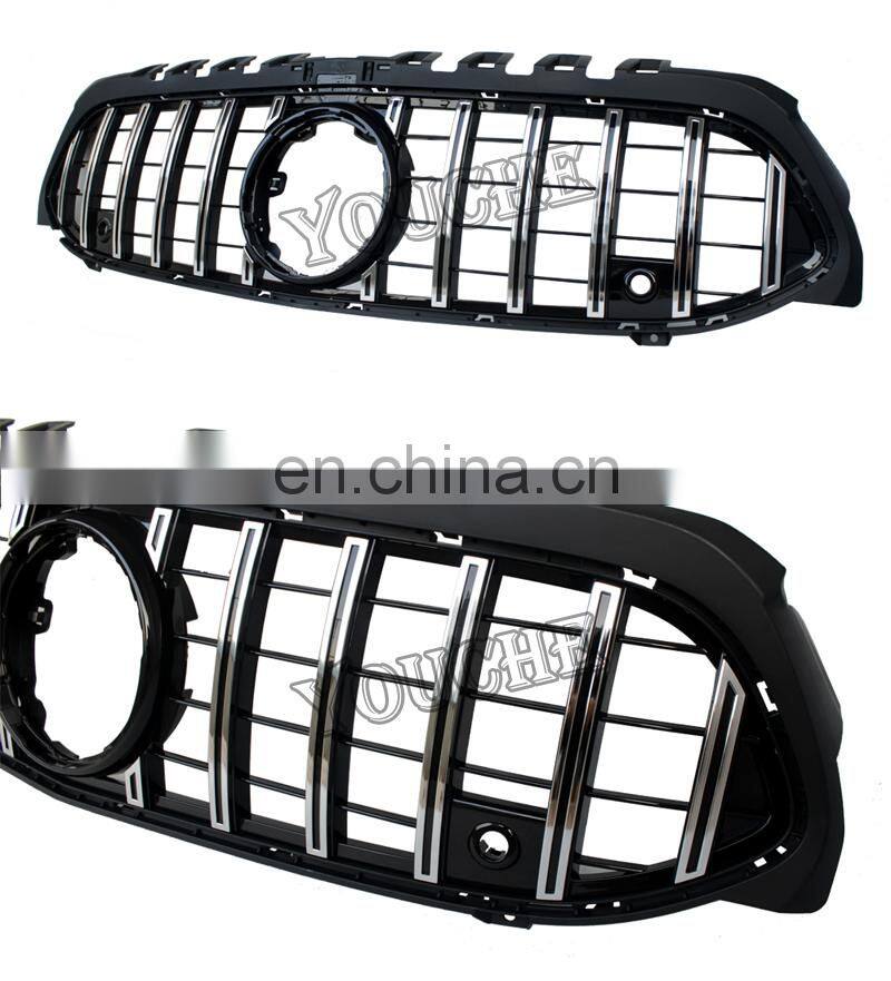 Silver color GT style ABS front bumper grille mesh hood for Mercedes Benz A class W177 2018+