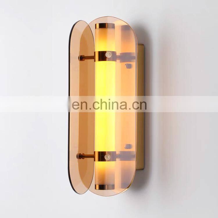 Modern restaurant cafe glass wall lamp study hallway aisle LED lamp Nordic living room bedroom bedside wall lamps