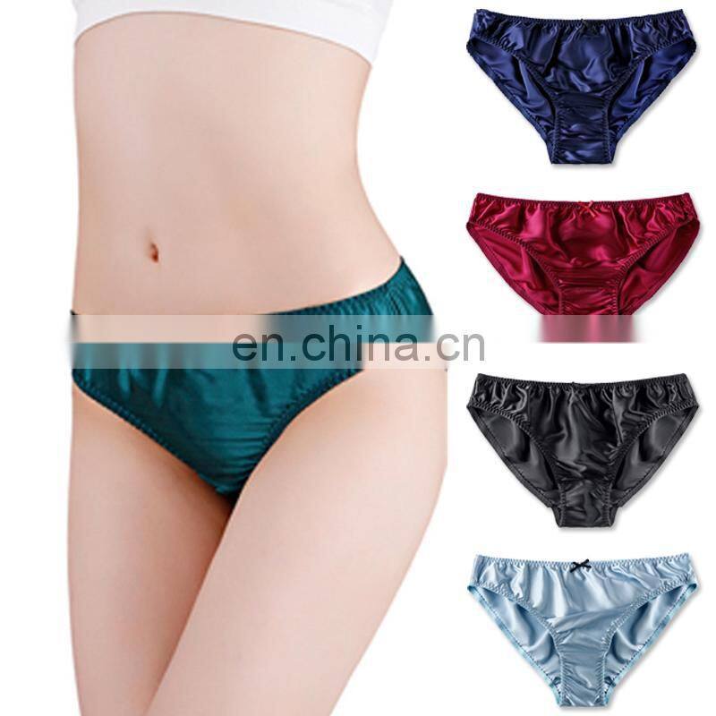 Wholesale New Girl Sexy Lady Lace Panty Student Underwear Women's Silk Satin Pantie Customize Triangle Panties