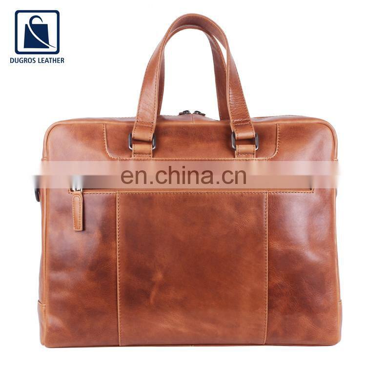 Vintage Style Attractive Pattern Cotton Lining Material Genuine Leather Laptop Bag for Sale
