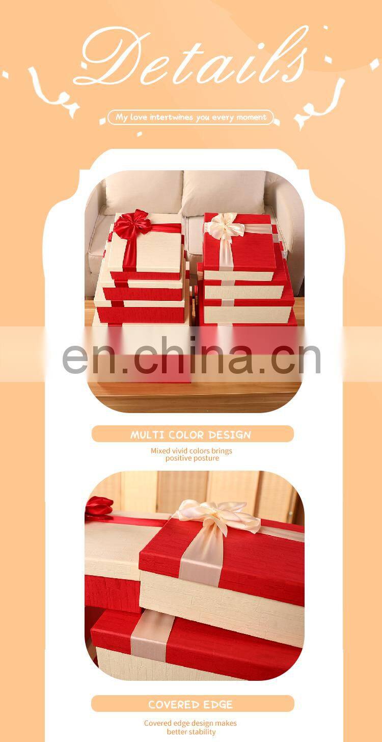 Factory Outlet Popular Design Custom romantic party wedding lovely birthday luxury packing paper gift boxes with red bow