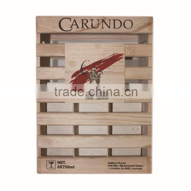 Wood Wine Shipping Box, Wooden Packaging Boxes for 6 Bottle Wine