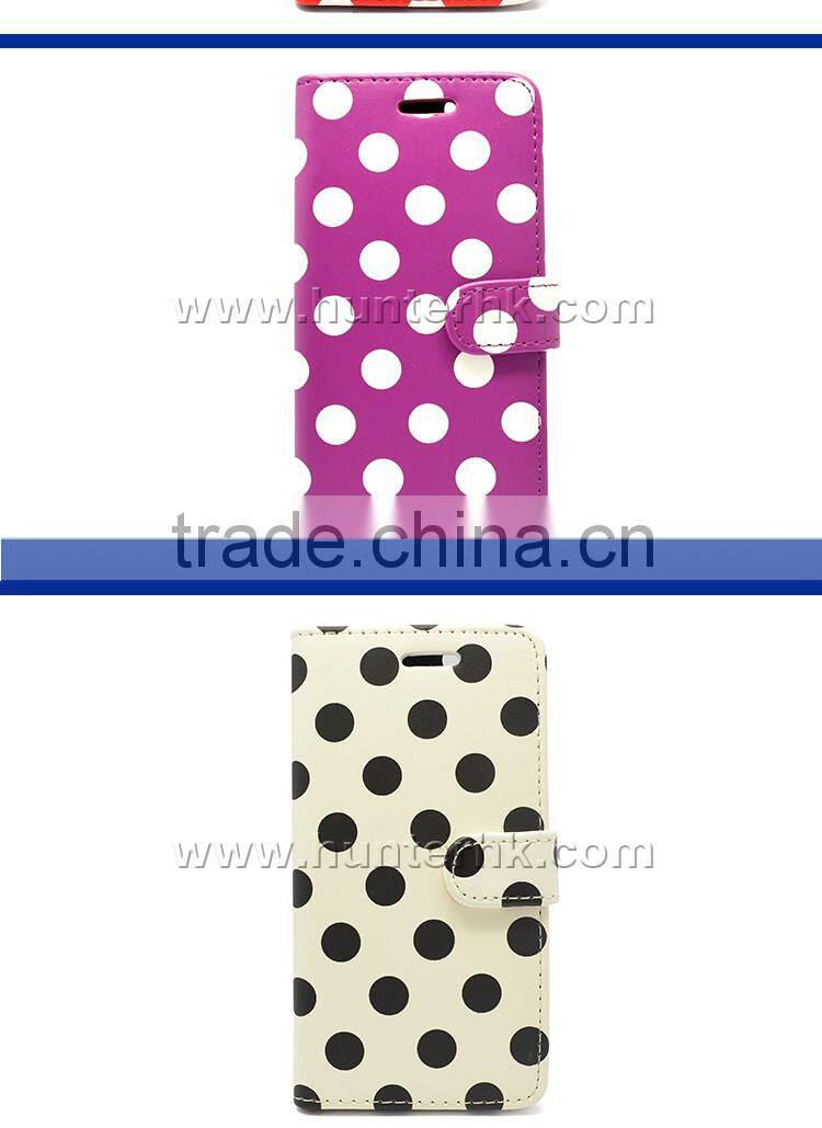 Printed Dot PU Leather Wallet Case For iphone6