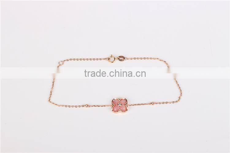 Lovely cute flower bracelet 925 cheap silver bracelet with pink onyx bracelet