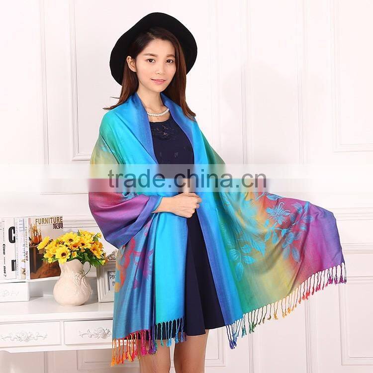 Wholesale New Flower Polyester Jacquard Shawl