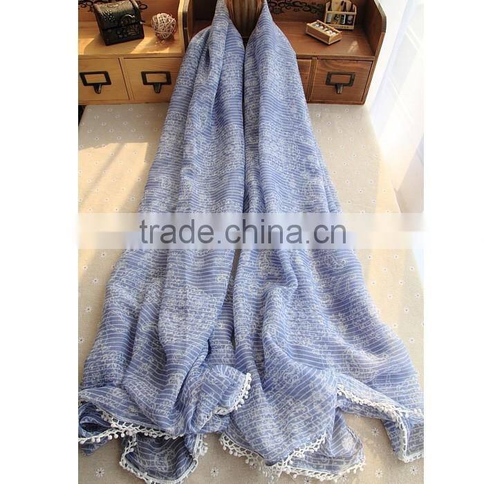 Leisure Paisley Pattern Lace Brim Women's Multifunctional Pashmina Shawl