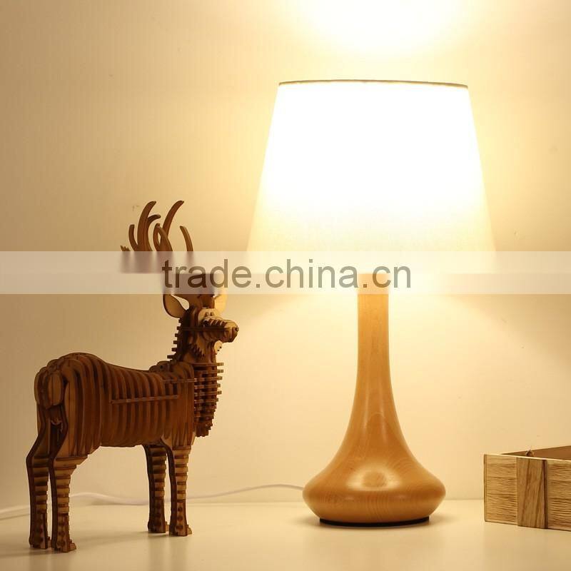Modern Fabric Shade Wood Table Lamp LED Wood table lamp JK-879-18 LED Wood table Light