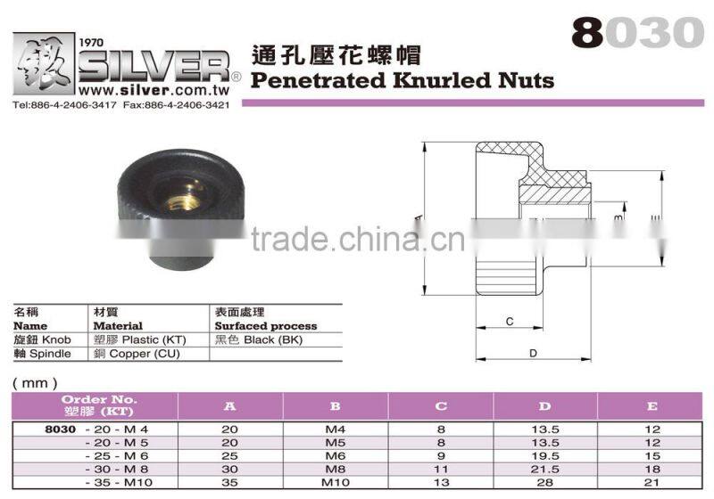 For Vertical Lathe and Metal Lathe Plastic Penetrated Knurled Nuts