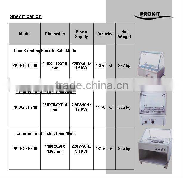 PK-JG-EH610 Four pans, with Glass protective mask for Commercial Kitchen Counter Electric Bain Marie