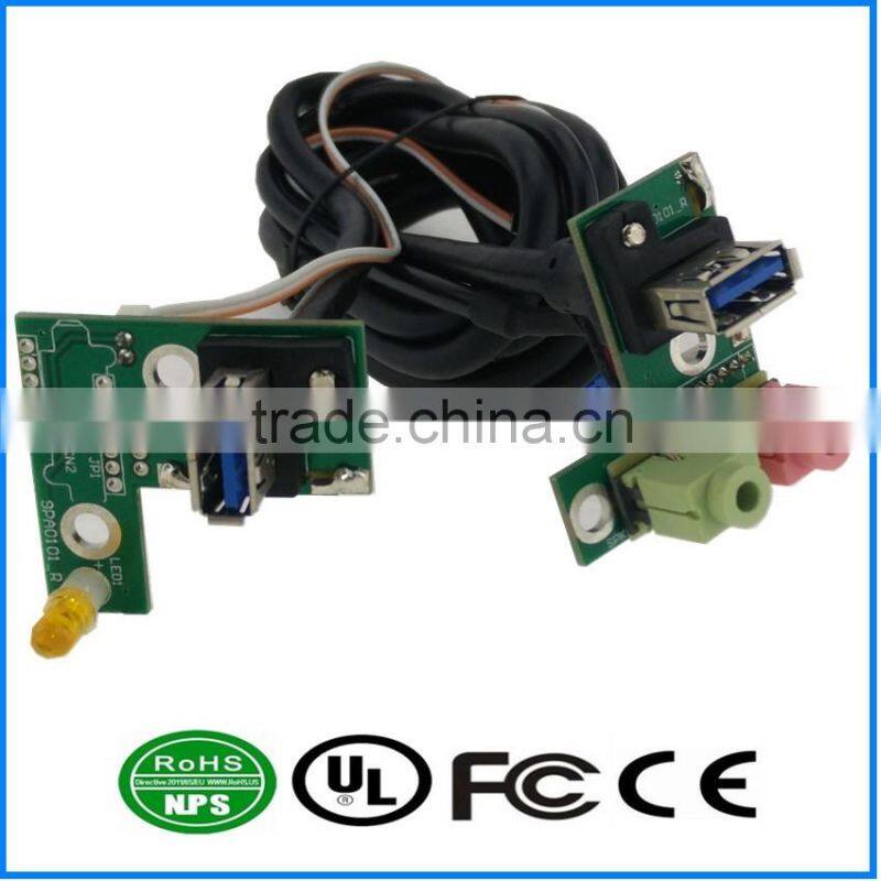 Dual Mainboard Dual USB3.0 Port LED Light HD Audio I/O PC Case Panel with Cable