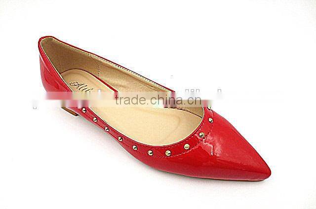 new style fashion pointed toe flat shoes with small rivet