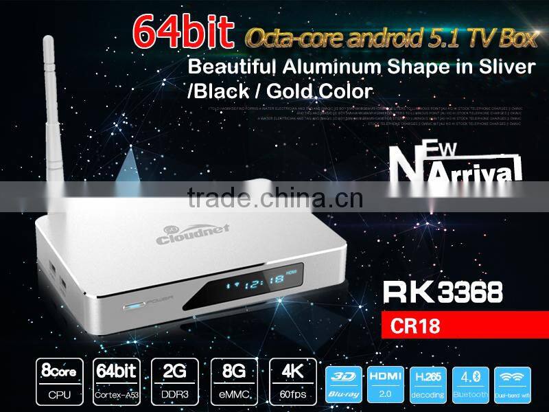 Cloudnetgo xbmc 15.2 android tv box with air mouse set top box support for 4k with alumium case koid tv box