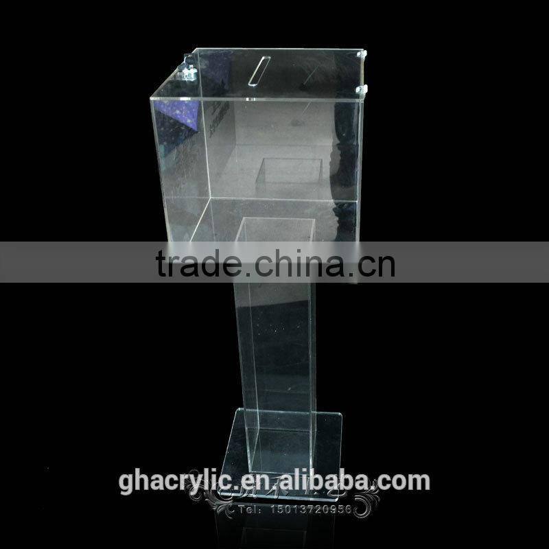 High quality transparent acrylic fund box for fund raising