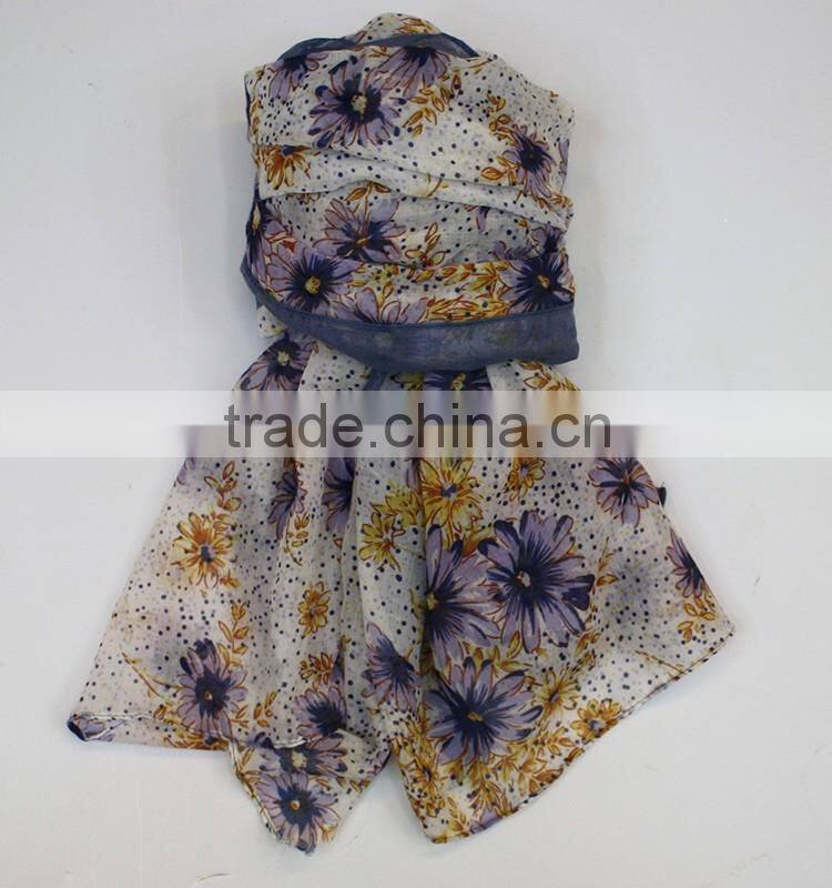 lady printing 100%viscose scarf printing flower 100% viscose scarf