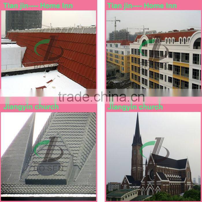 soft deco purple color stone chip coated metal resin roof tile