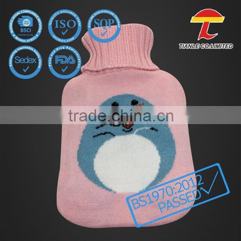 blue star knitted 1 liter hot-water bottle cover