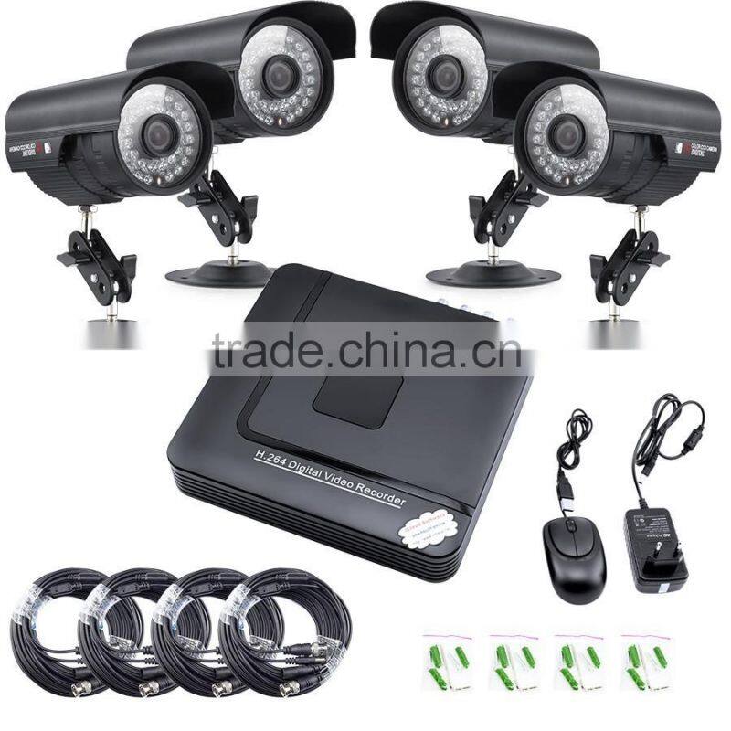 Latest CCTV DVR kit 4x480TVL NTSC CCD outdoor Home Security CCTV Camera system