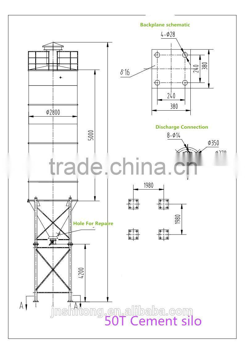 CE certified customized cement silo 50T 60T 100T 150T